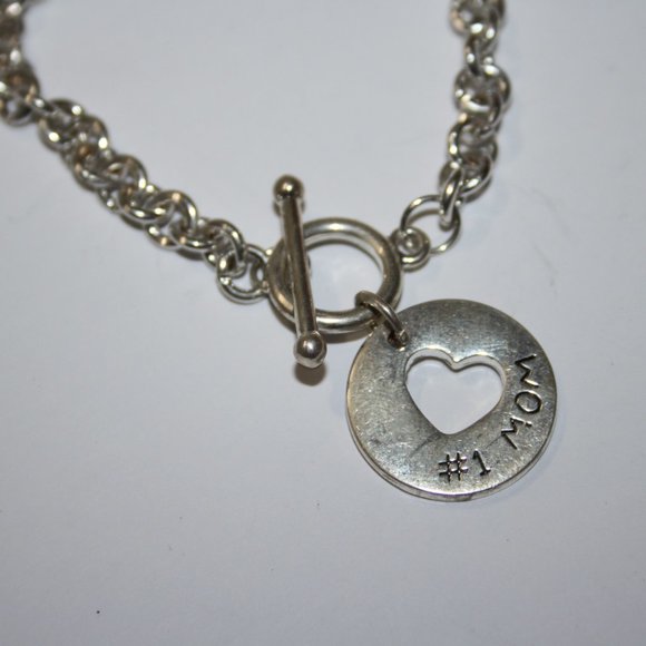 Beautiful silver #1 MOM bracelet 7.5" - Picture 3 of 4